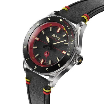 AVI-8 Flyboy Tuskegee Airmen Limited Edition Licata musta kellotaulu kvartsi AV-4103-01 miesten kello lisähihnalla