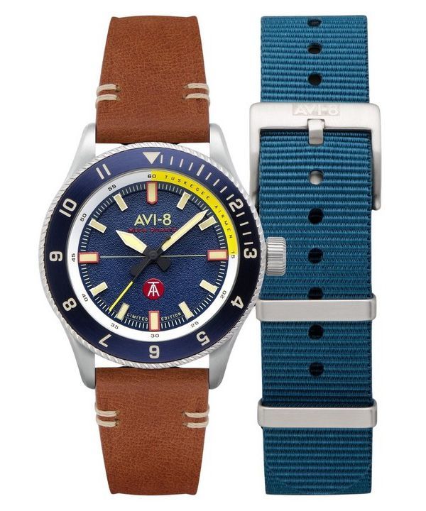 AVI-8 Flyboy Tuskegee Airmen Meca-Quartz Limited Edition Lucera Blue Dial AV-4103-02 Miesten kello lisähihnalla