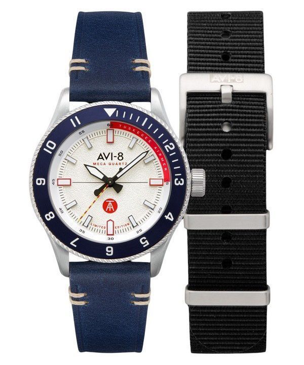 AVI-8 Flyboy Tuskegee Airmen Meca-Quartz Limited Edition Torretto hopeakellokello AV-4103-03 miesten kello lisähihnalla