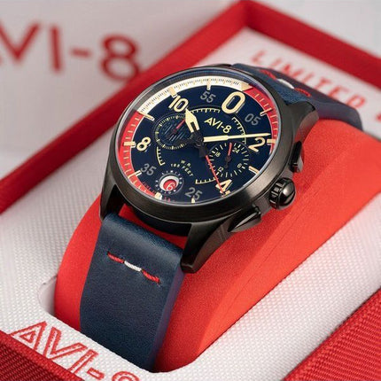 AVI-8 Spitfire P8331 Laguna Chronograph Limited Edition Sumatra Blue Dial Quartz AV-4105-01 Miesten kello