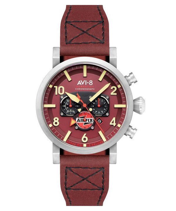 AVI-8 Dambuster Gibson Dual Time Chronograph Airfix Edition Hazard punainen kellotaulu AV-4107-04 miesten kello