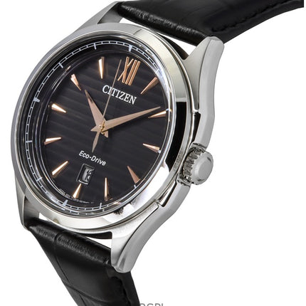 Citizen Eco-Drive nahkaranneke musta kellotaulu AW1750-18E 100M miesten kello