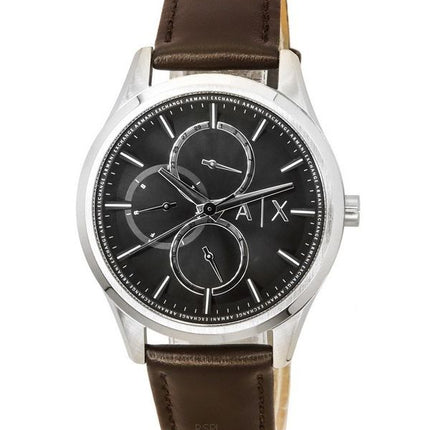 Armani Exchange monitoiminen nahkaranneke, musta kellotaulu Quartz AX1868 miesten kello