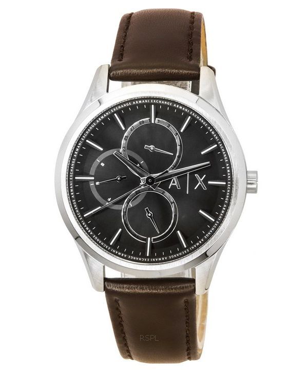 Armani Exchange monitoiminen nahkaranneke, musta kellotaulu Quartz AX1868 miesten kello