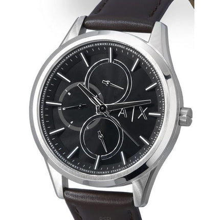 Armani Exchange monitoiminen nahkaranneke, musta kellotaulu Quartz AX1868 miesten kello