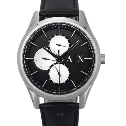 Armani Exchange monitoiminen nahkaranneke, musta kellotaulu Quartz AX1872 miesten kello