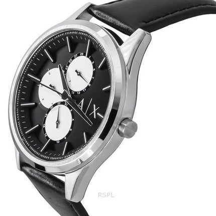 Armani Exchange monitoiminen nahkaranneke, musta kellotaulu Quartz AX1872 miesten kello