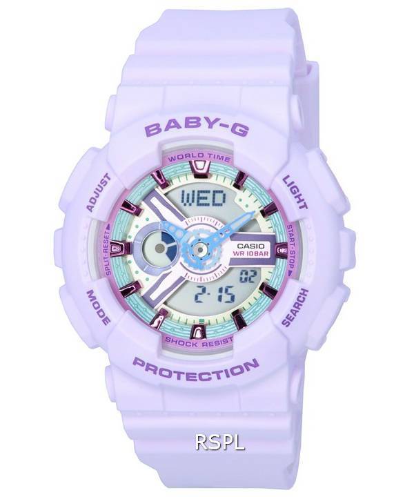 Casio Baby-G Analoginen digitaalinen pastelli ja metallinen kvartsi BA-110XPM-6A BA110XPM-6 100M naisten kello