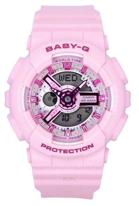 Casio Baby-G analoginen digitaalinen vaaleanpunainen hartsihihna vaaleanpunainen kellotaulu kvartsi BA-110YK-4A 100M naisten kel