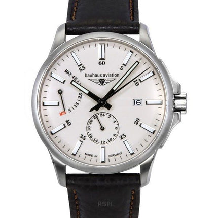 Bauhaus Aviation nahkaranneke Täysi valoisa beige kellotaulu automaattinen 28605 100M miesten kello