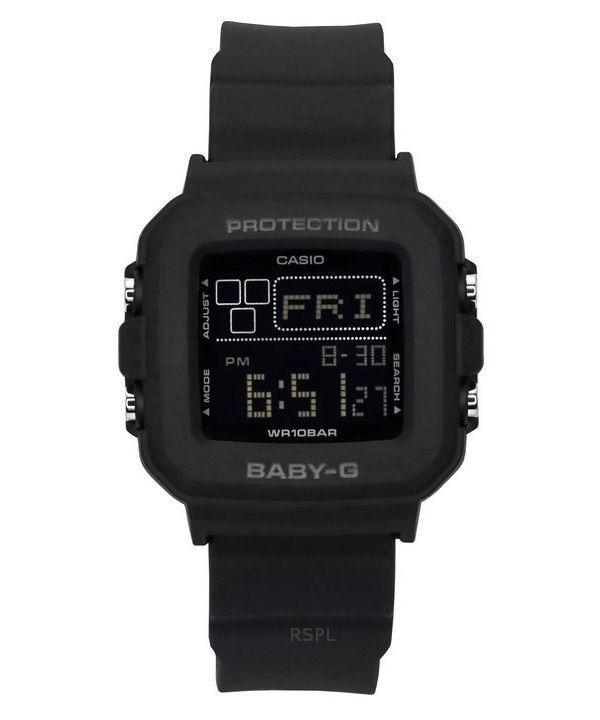 Casio Baby-G digitaalinen hartsihihna, musta kellotaulu kvartsi BGD-10-1 100M naisten kello