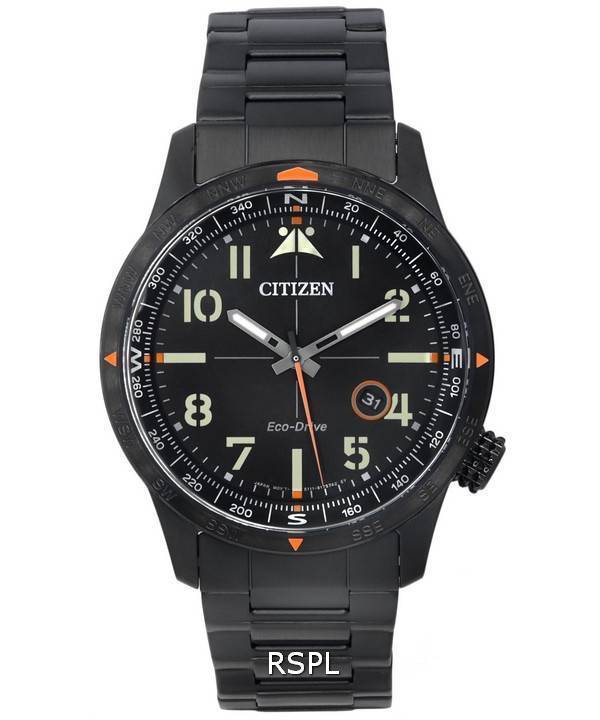 Citizen Eco-Drive ruostumattomasta teräksestä valmistettu musta kellotaulu BM7555-83E 100M miesten kello