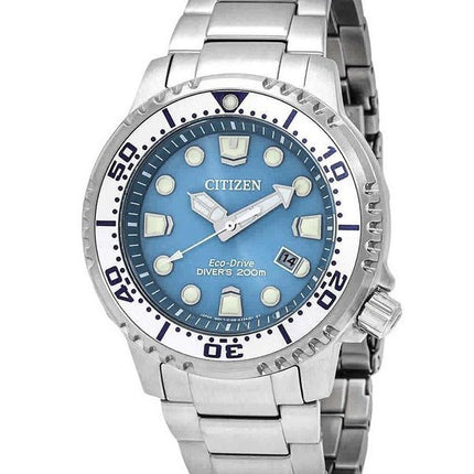 Citizen Promaster Dive ruostumattomasta teräksestä vaaleansininen kellotaulu Eco-Drive Diver&#39,s BN0165-55L 200M miesten kello