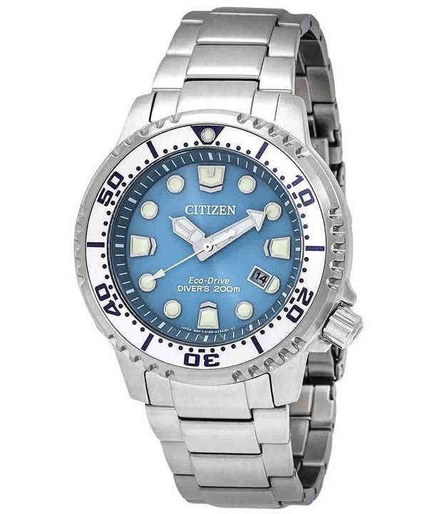 Citizen Promaster Dive ruostumattomasta teräksestä vaaleansininen kellotaulu Eco-Drive Diver&#39,s BN0165-55L 200M miesten kello