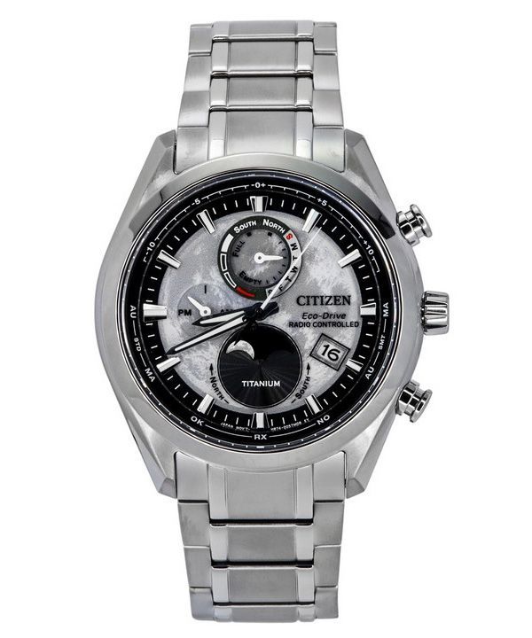 Citizen Eco-Drive Tsuki-yomi Super Titanium Radio-ohjattu harmaa kellotaulu BY1010-81H 100M miesten kello