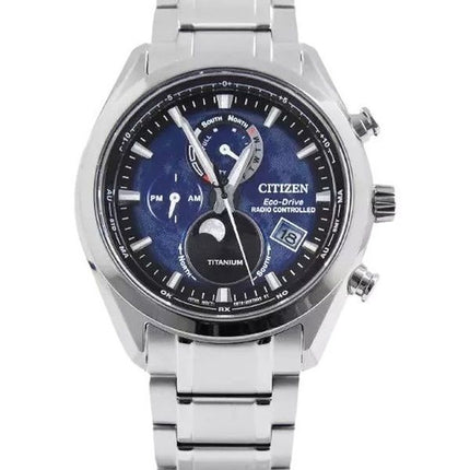 Citizen Tsuku-yomi Chronograph Moon Phase Super Titanium Blue Dial Eco-Drive BY1010-81L 100M miesten kello