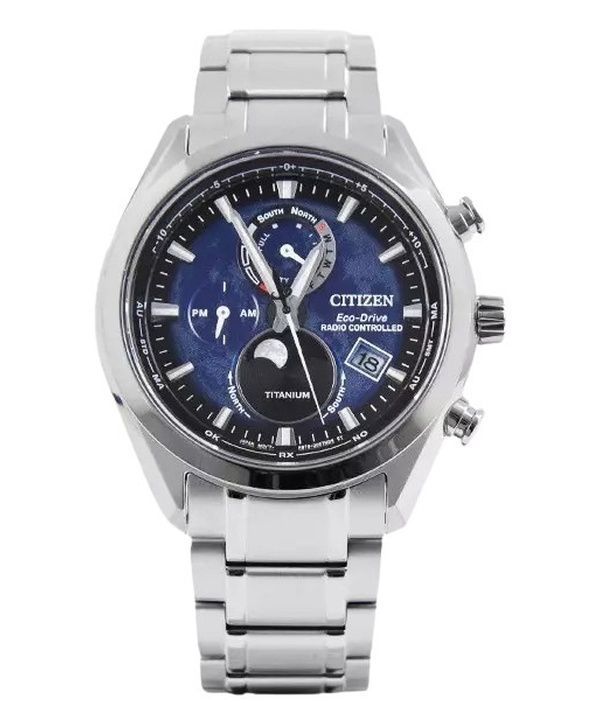 Citizen Tsuku-yomi Chronograph Moon Phase Super Titanium Blue Dial Eco-Drive BY1010-81L 100M miesten kello