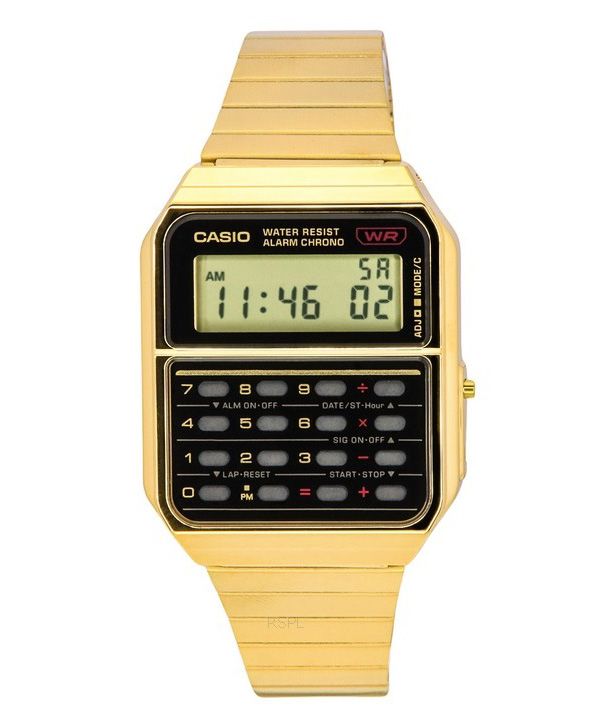 Casio Vintage digitaalinen laskin kultasävyinen ruostumaton teräskvartsi CA-500WEG-1A miesten kello