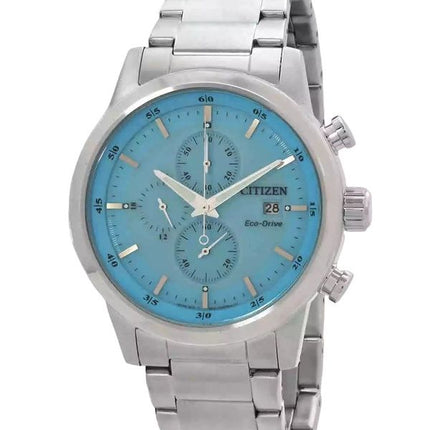 Citizen Chronograph ruostumattomasta teräksestä valmistettu sininen kellotaulu Eco-Drive CA0748-80L 100M miesten kello