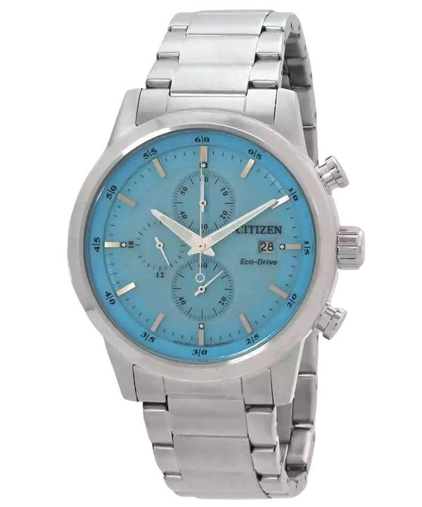 Citizen Chronograph ruostumattomasta teräksestä valmistettu sininen kellotaulu Eco-Drive CA0748-80L 100M miesten kello