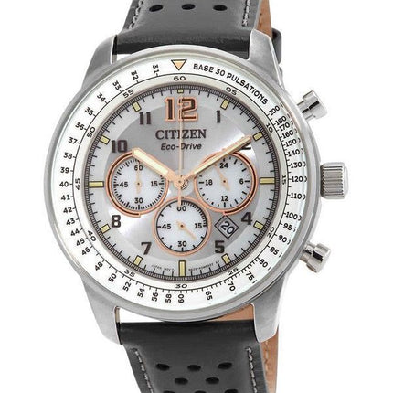 Citizen Chronograph nahkaranneke, harmaa kellotaulu Eco-Drive CA4500-24H 100M miesten kello