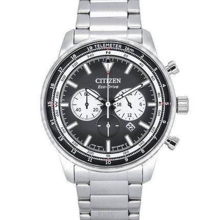 Citizen Eco-Drive Chronograph ruostumattomasta teräksestä valmistettu musta kellotaulu CA4500-91E 100M miesten kello