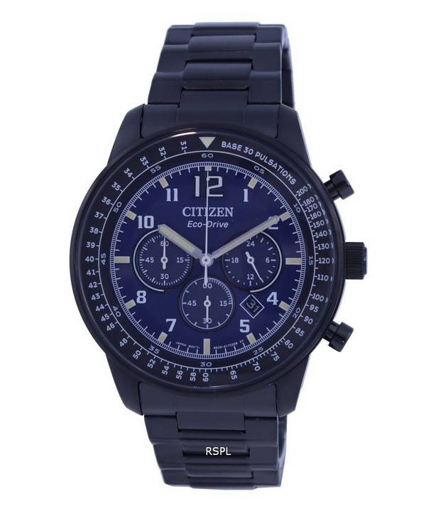 Citizen Chronograph Blue Kellotaulu ruostumattomasta teräksestä Eco-Drive CA4505-80M 100M miesten kello