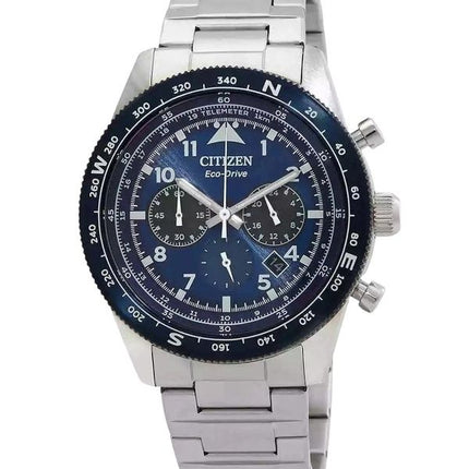 Citizen Eco-Drive Chronograph ruostumattomasta teräksestä, sininen kellotaulu CA4554-84L 100M miesten kello