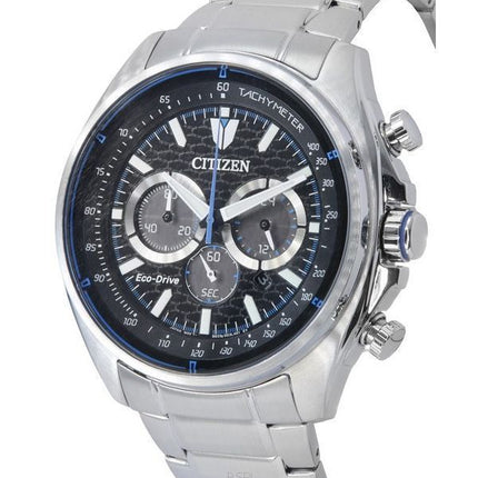 Citizen Eco-Drive Chronograph ruostumattomasta teräksestä valmistettu musta kellotaulu CA4560-81E 100M miesten kello