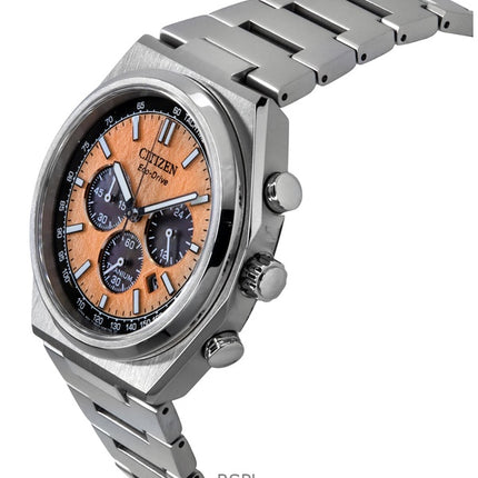 Citizen Zenshin Chronograph Super Titanium Salmon Dial Eco-Drive CA4610-85Z 100M miesten kello