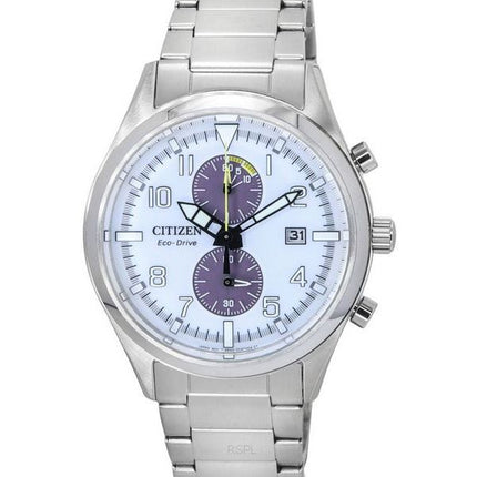 Citizen Classic Eco-Drive Chronograph ruostumattomasta teräksestä valmistettu valkoinen kellotaulu CA7028-81A 100M miesten kello