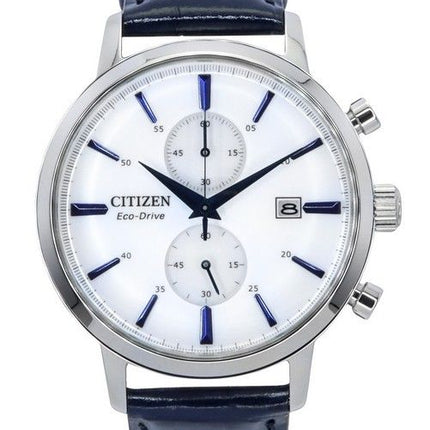 Citizen Eco-Drive Chronograph nahkaranneke valkoinen kellotaulu CA7069-16A miesten kello