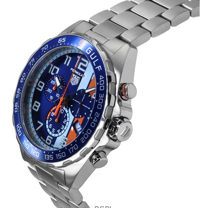 Tag Heuer Formula 1 Chronograph X Gulf ruostumattomasta teräksestä sininen kellotaulu kvartsisukelluksen CAZ101AT.BA0842 200M mi