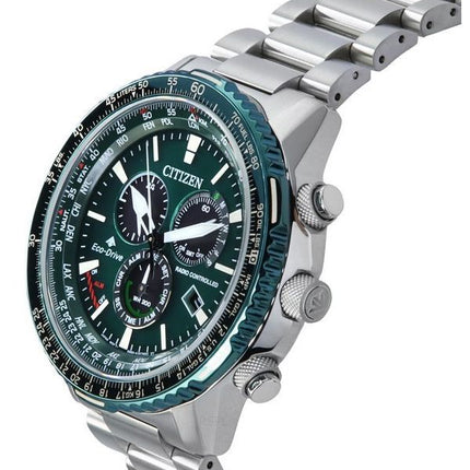 Citizen Promaster Sky AT radio-ohjattu kronografi vihreä kellotaulu Eco-Drive CB5004-59W 200M miesten pilottikello