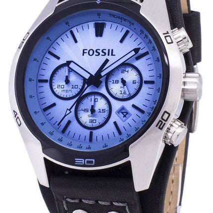 Fossiilisten Coachman Chronograph musta nahka CH2564 Miesten kello