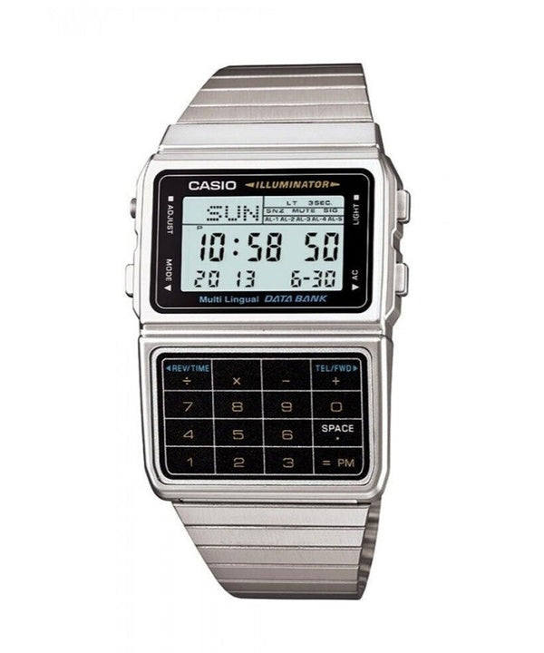 Casio Digital ruostumattomasta teräksestä tietopankki monikielinen DBC 611 1DF DBC-611-1 Miesten kello