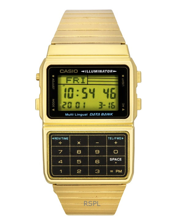 Casio Digital ruostumattomasta teräksestä tietopankki monikielinen DBC 611 G 1DF DBC-611 G-1 Miesten kello