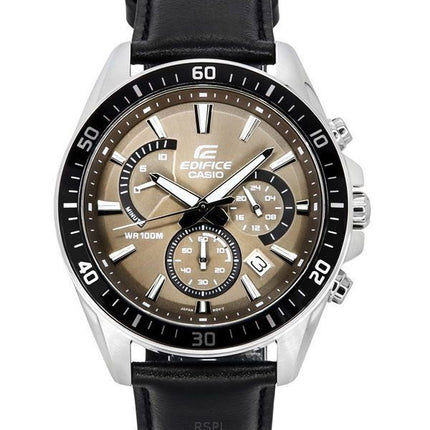 Casio Edifice Analoginen Standard Chronograph Nahkahihna Vaaleanruskea Kellotaulu Kvartsi EFR-552L-5A 100M Miesten kello