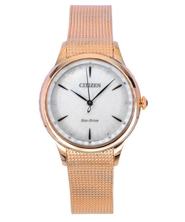 Citizen L Rose Gold Tone ruostumaton teräs, valkoinen kellotaulu Eco-Drive EM1153-88A naisten kello