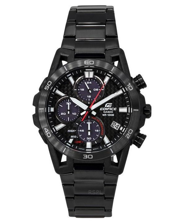 Casio Edifice Sospensione Analoginen kronografi Black Ion ruostumaton teräs musta kellotaulu Solar EQS-960DC-1AV 100M miesten ke