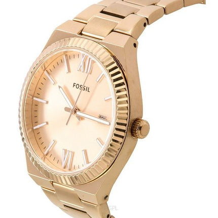 Fossiilinen Scarlette Rose Gold ruostumaton teräs Rose Gold Sunray kellotaulu Quartz ES5258 naisten kello