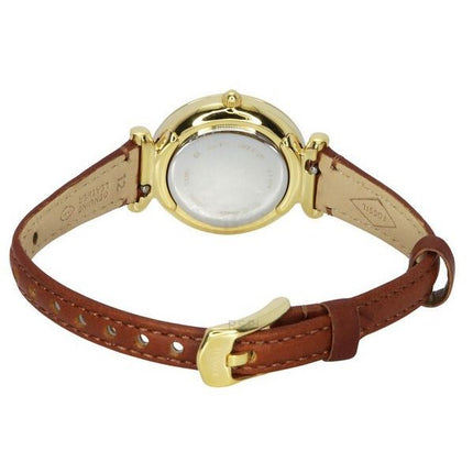 Fossil Carlie Brown nahkaranneke Crystal Accents hopea kellotaulu Quartz ES5297 naisten kello