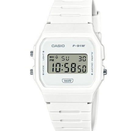 Casio Pop digitaalinen biopohjainen valkoinen hartsihihna kvartsi F-91WB-7A 100M Unisex kello