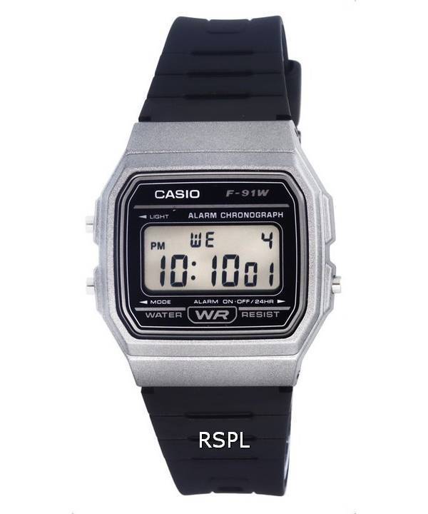 Casio Digital Resin musta kellotaulu kvartsi F-91WM-1B F91WM-1B miesten kello