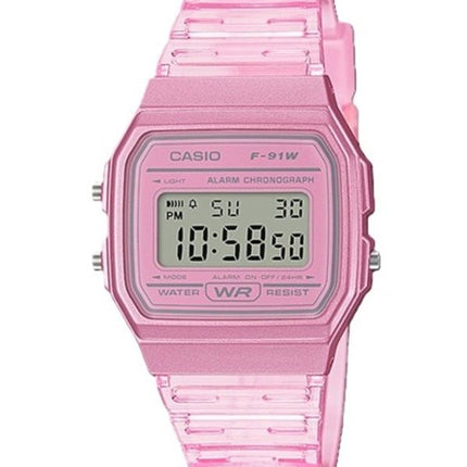 Casio Youth Pink Resin Digital F-91WS-4 F91WS-4 Unisex -kello