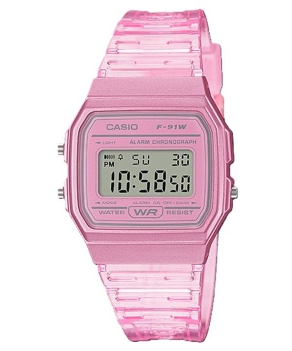 Casio Youth Pink Resin Digital F-91WS-4 F91WS-4 Unisex -kello