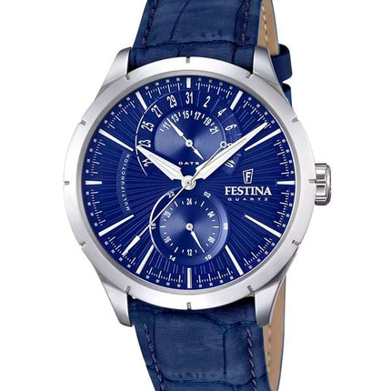 Festina Retro monitoiminahkahihna sininen kellotaulu kvartsi F16573-7 miesten kello