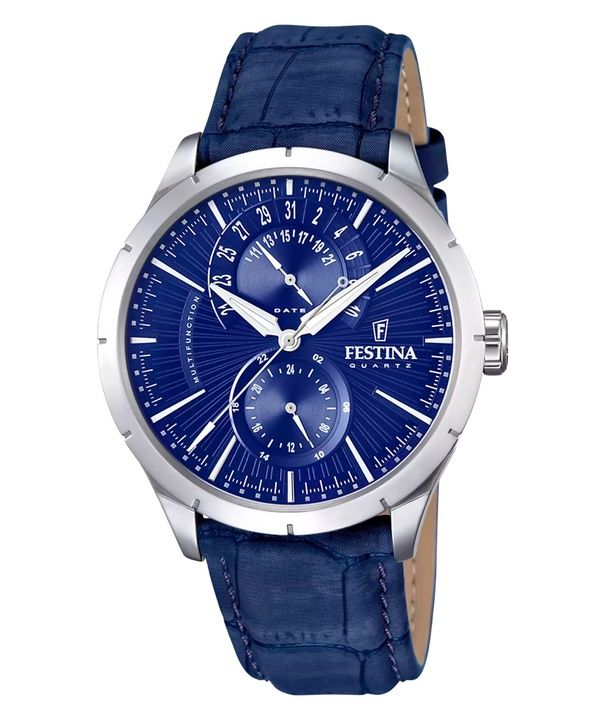 Festina Retro monitoiminahkahihna sininen kellotaulu kvartsi F16573-7 miesten kello