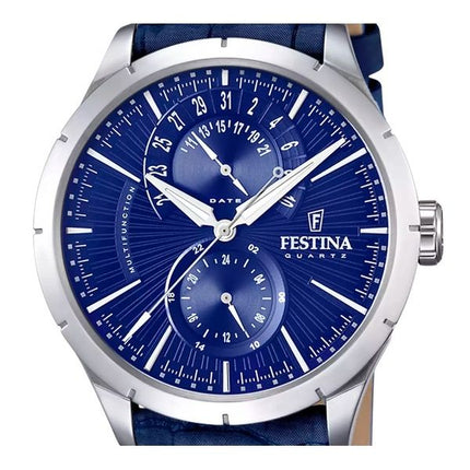 Festina Retro monitoiminahkahihna sininen kellotaulu kvartsi F16573-7 miesten kello