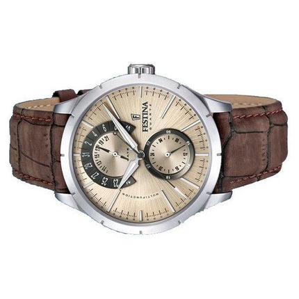 Festina Retro nahkaranneke monitoimi beige kellotaulu kvartsi F16573-9 miesten kello